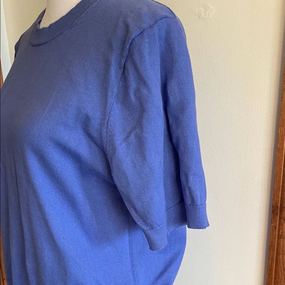 J. CREW Women's Blue Crew Neck Short Sleeve Pullover Sweater M